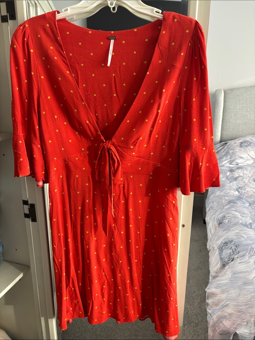 Free People Red Dress with Yellow Polka Dots